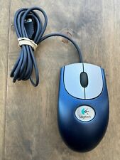 Vintage Logitech Corded USB Optical Mouse Blue Gray M-BJ58 830513 TESTED WORKING picture