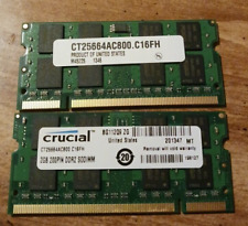 4GB 2x2GB CRUCIAL CT25664AC800.C16FH 200PIN DDR2-800 Desktop Ram Memory Kit picture