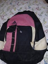 Vintage Adidas Back Pack Pink & Black Front Zip Pockets 16” Lots Of Life Left picture