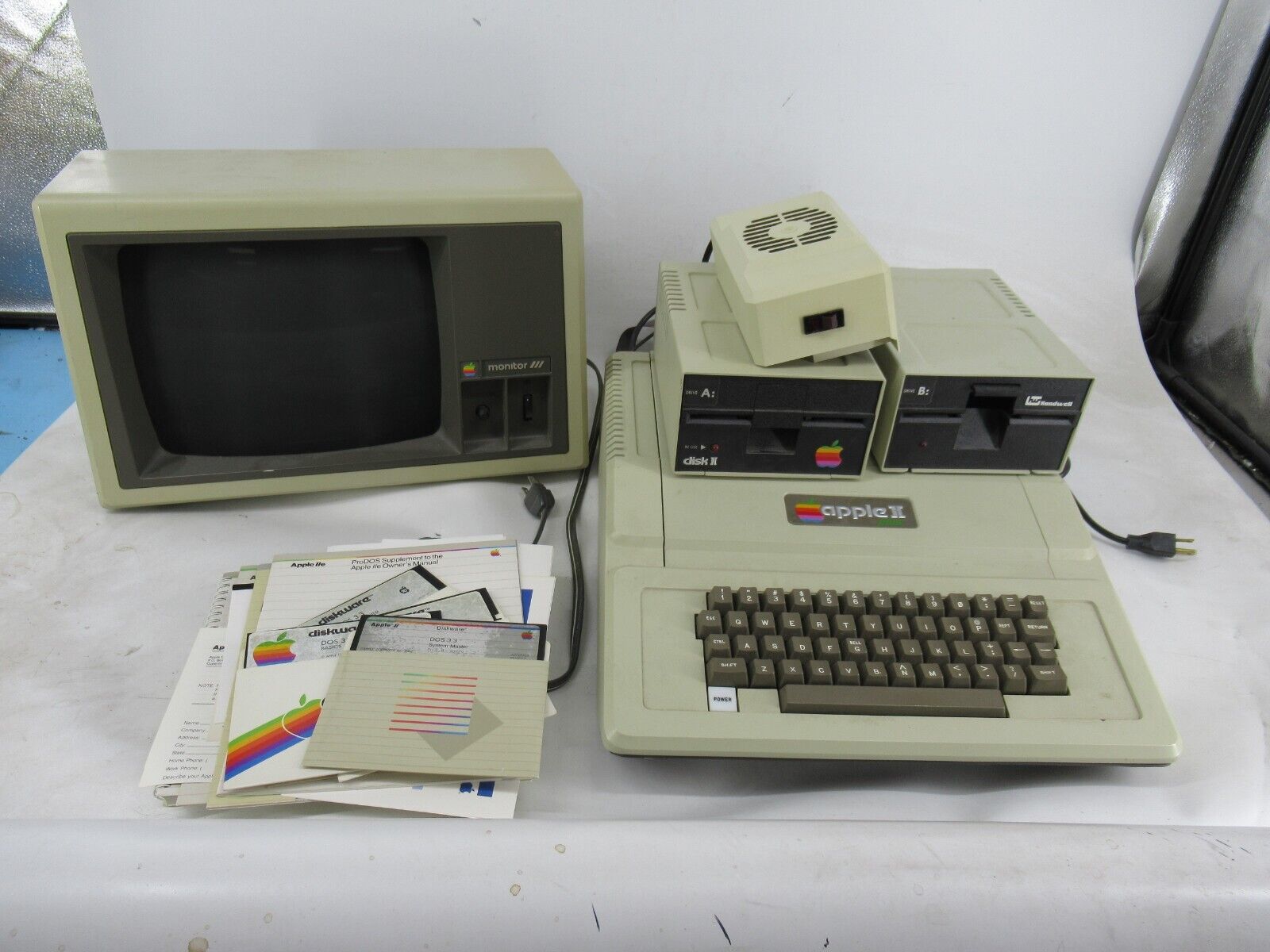 Vintage Apple II Plus Computer System with Display with 2 Drives A2S1048 16K