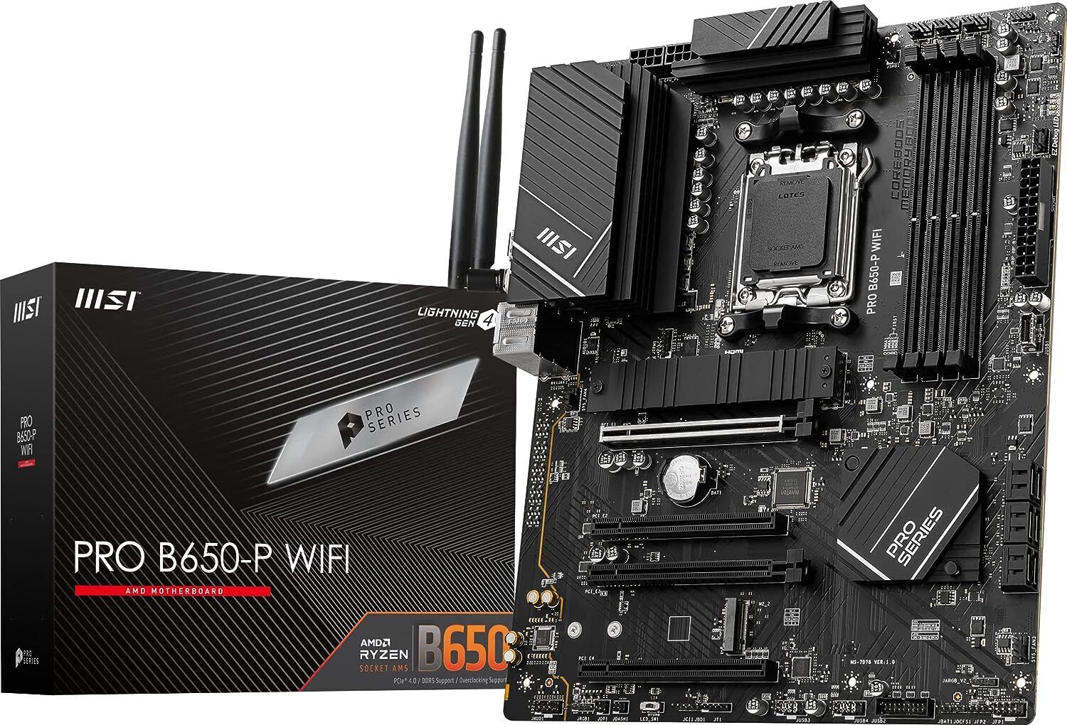 MSI PRO B650-P WiFi AMD Ryzen 7000 AM5 PCIe 4.0 ATX DDR5 Pro Series Motherboard