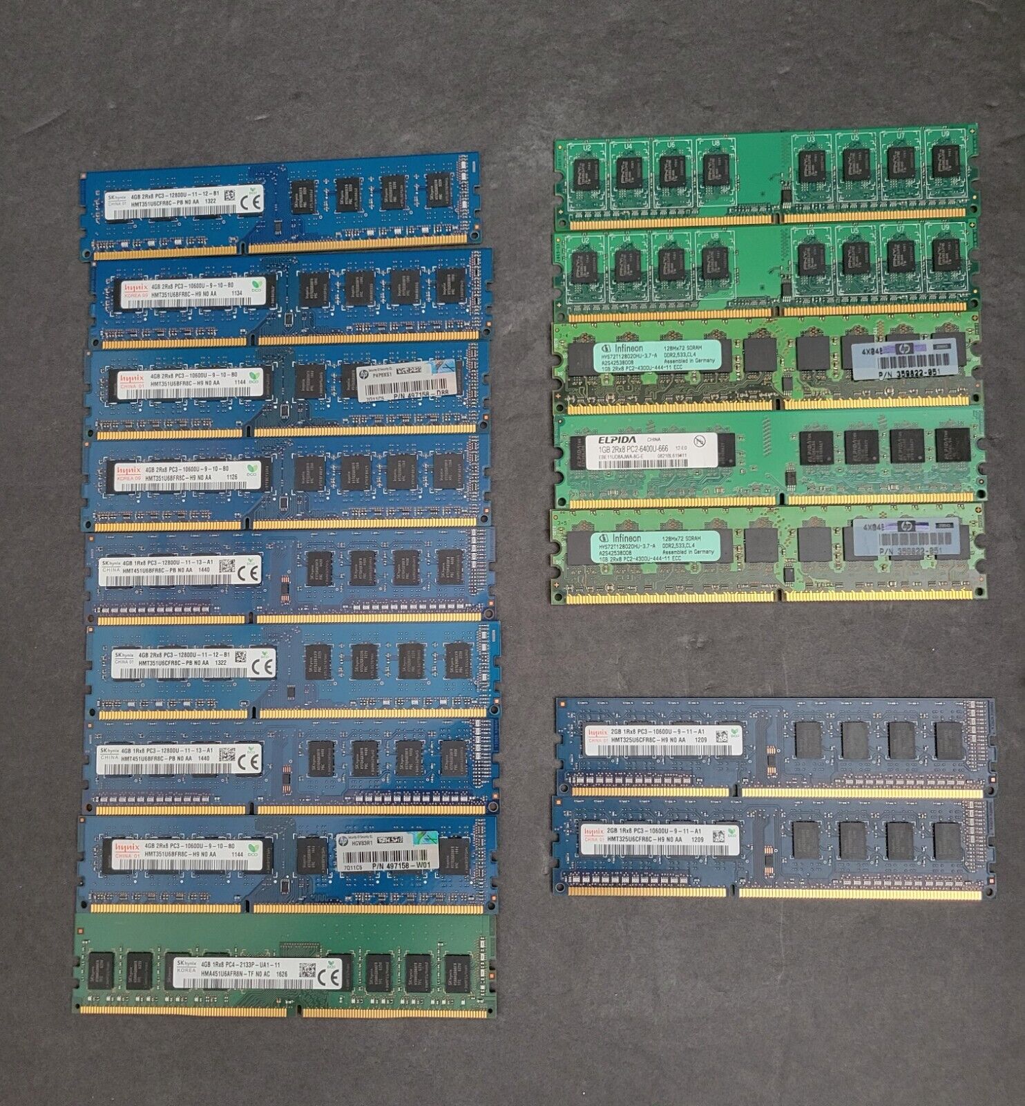 Lot of 16 Desktop RAM Memory from various company.