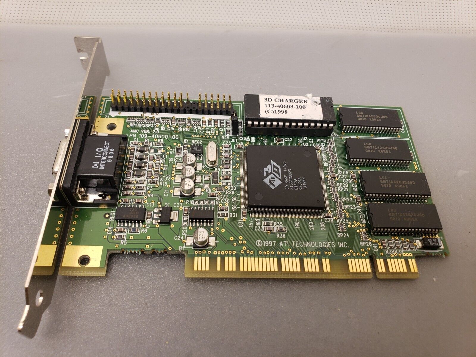 Vintage ATI 16MB Rage IIC PCI Video Graphics Card VGA 3D Charger Tested