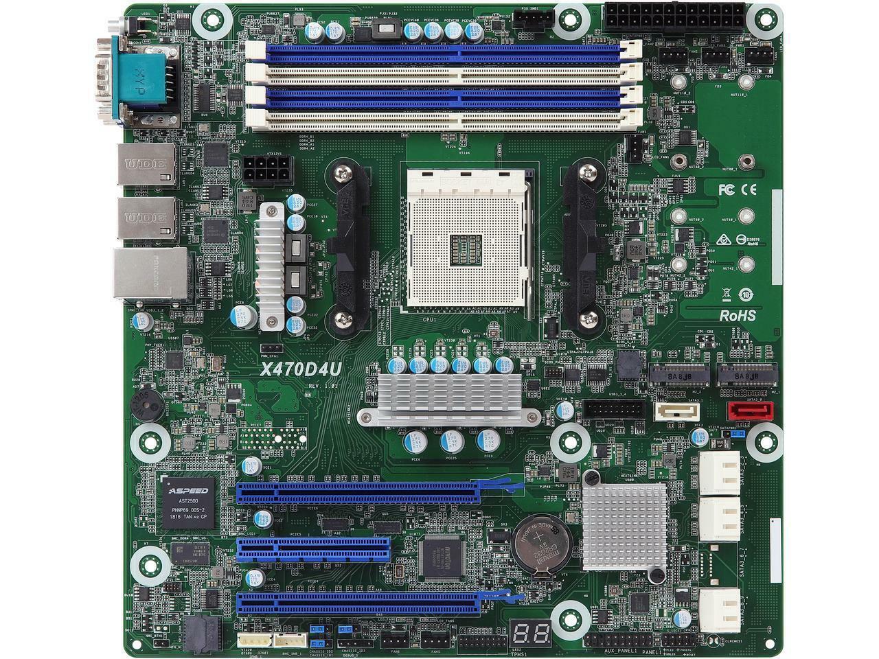 AsRock Rack X470D4U Micro ATX Server Motherboard AM4 Ryzen & Ryzen 7nm PGA1331 A