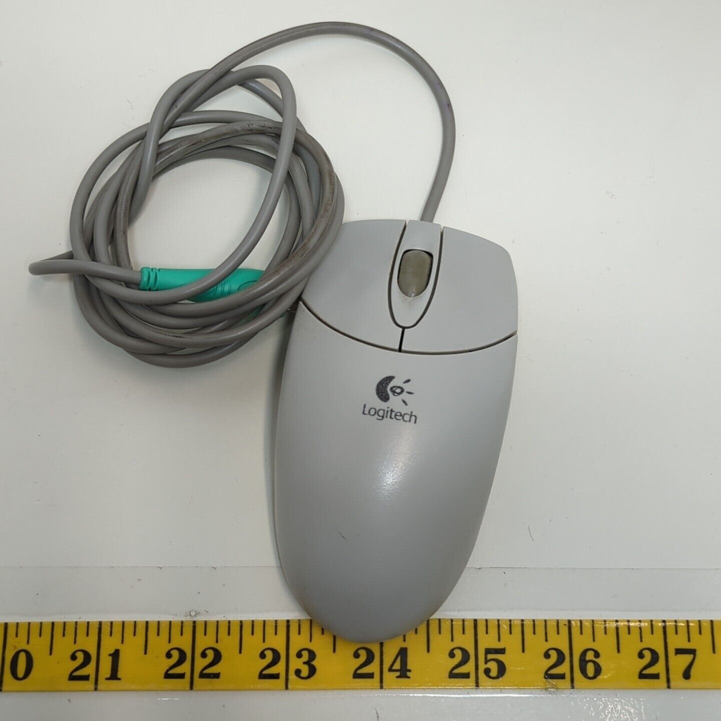 Vintage Logitech Mouse M-S48a 2 Button Mechanical Ball Scroll Wheel PS/2