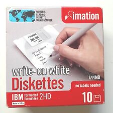 Vintage Imation 10 Pcs 1.44 mb 2HD IBM Formatted Write On White Diskettes picture