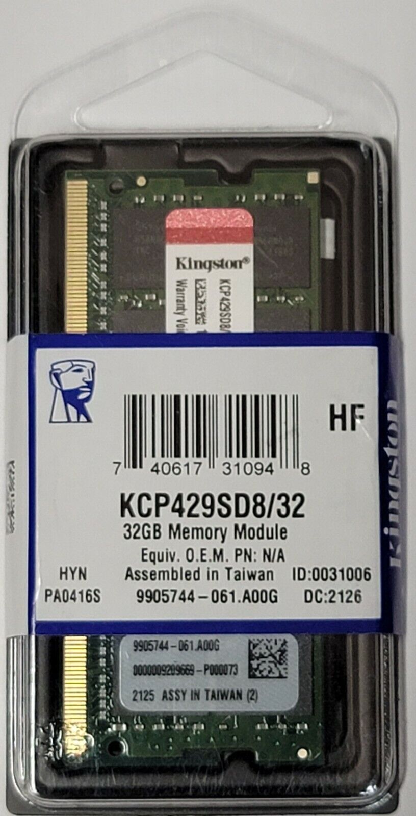 Kingston 32 GB DDR4 Laptop Ram Memory PC4-23400 SO-DIMM 2933 MHz KCP429SD8/32
