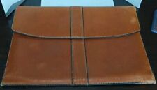 Vintage Brown Leather Portfolio Clutch Laptop Case. picture