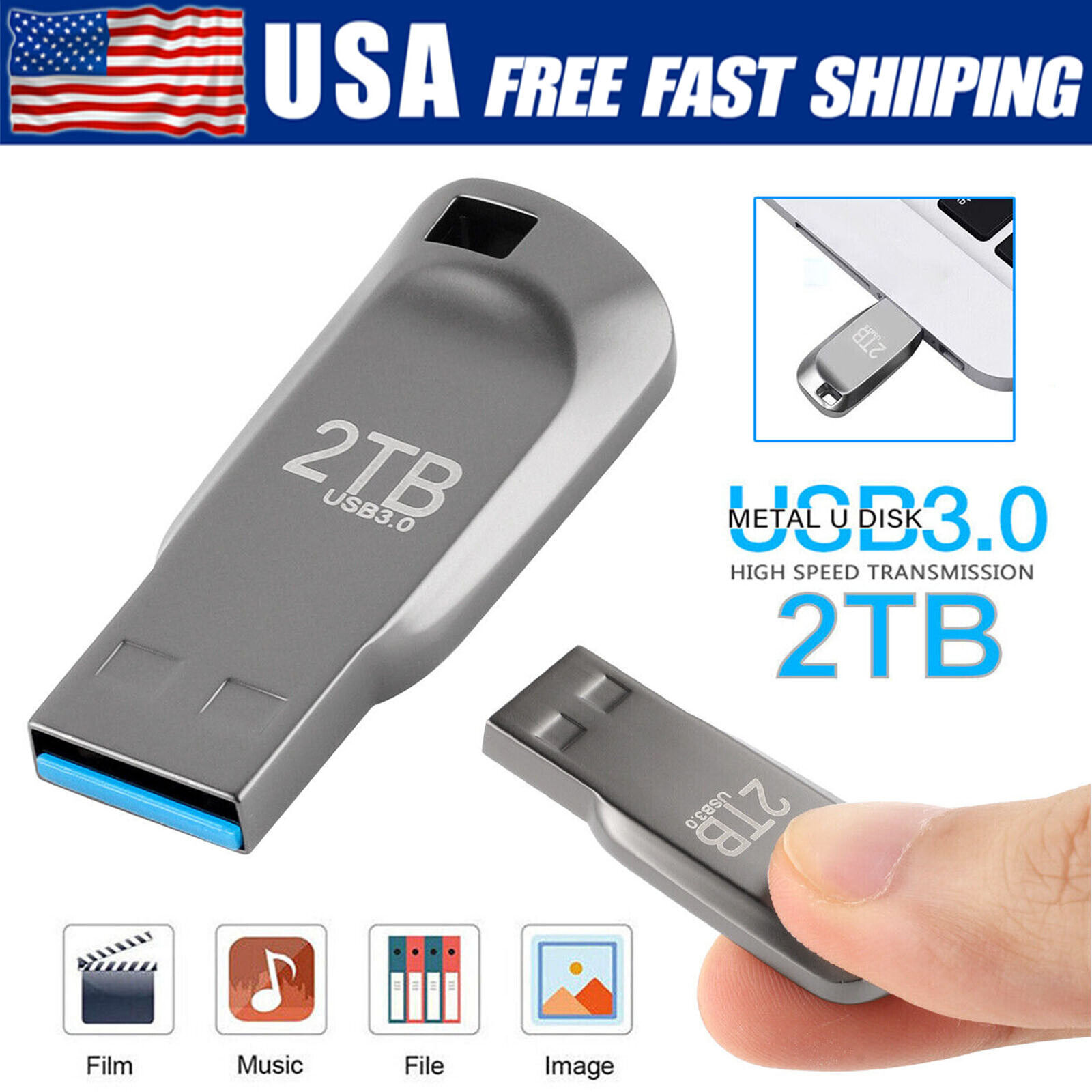 1TB/2TB USB 3.0 Flash Drive Thumb U Disk Memory Stick Pen PC Laptop Storage