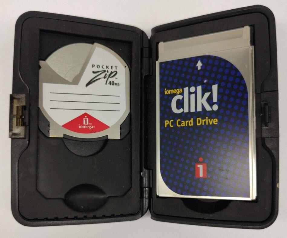 Vintage iomega clik 40MB PC Card Drive with case