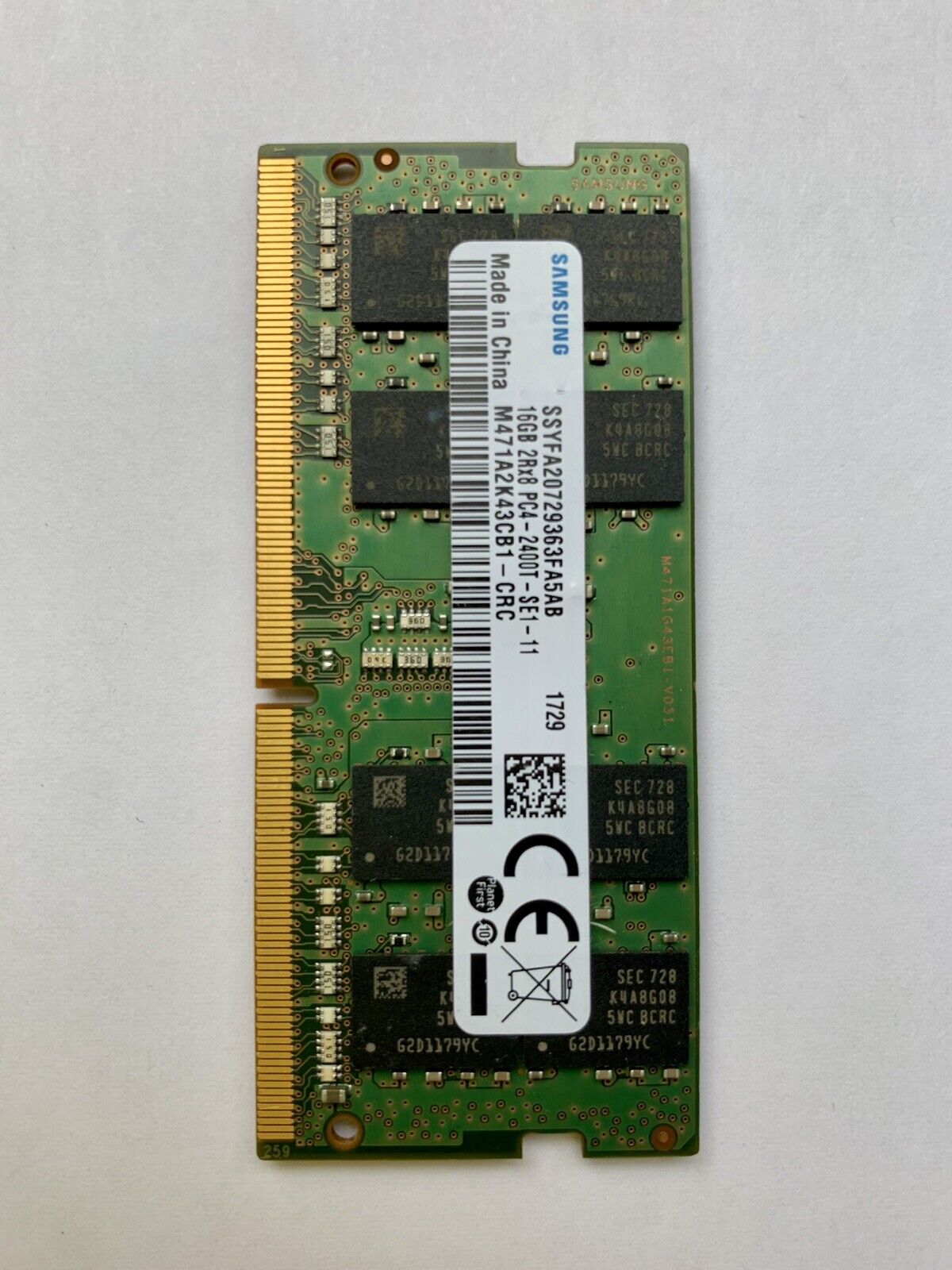 Samsung 16 GB 2Rx8 DDR 4-2400T. Laptop Memory. Ram. SODIMM