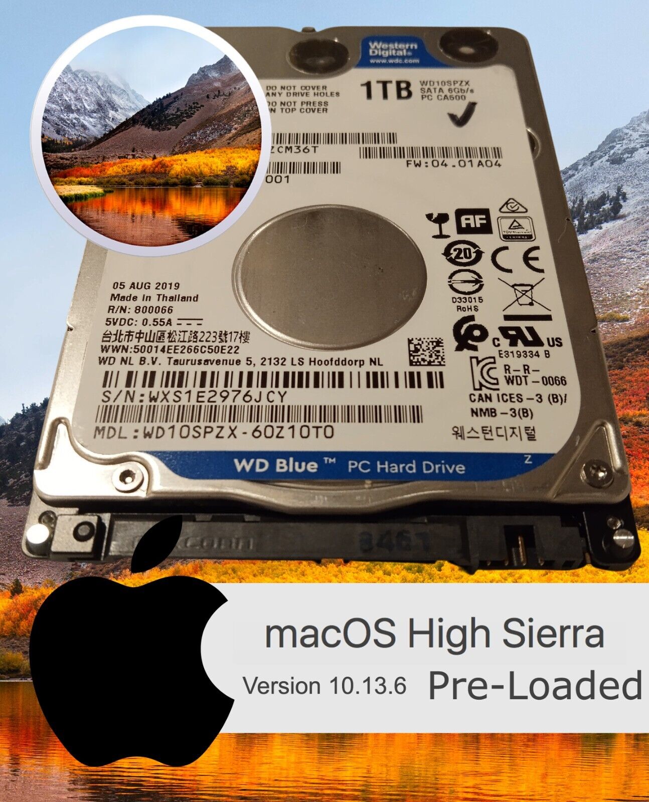1000GB (1TB) | MacBook Pro Hard Drive High Sierra 10.13 2.5 2010 2011 2012 A1286