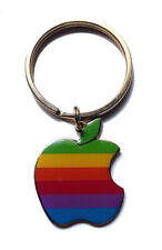 â˜€ï¸�Apple Computer Vintage 1980s Rainbow Logo Enamel Keychain New Sealed NOS picture