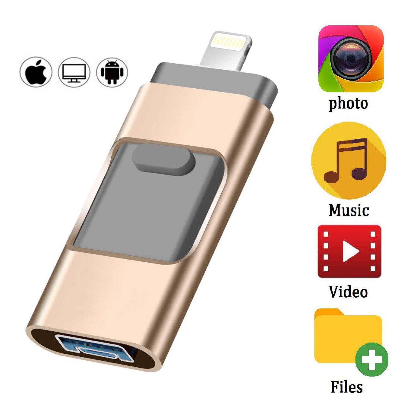 USB Flash Drive Memory Storage Photo Stick For iPhone iPad 64/128/256/512GB 1TB