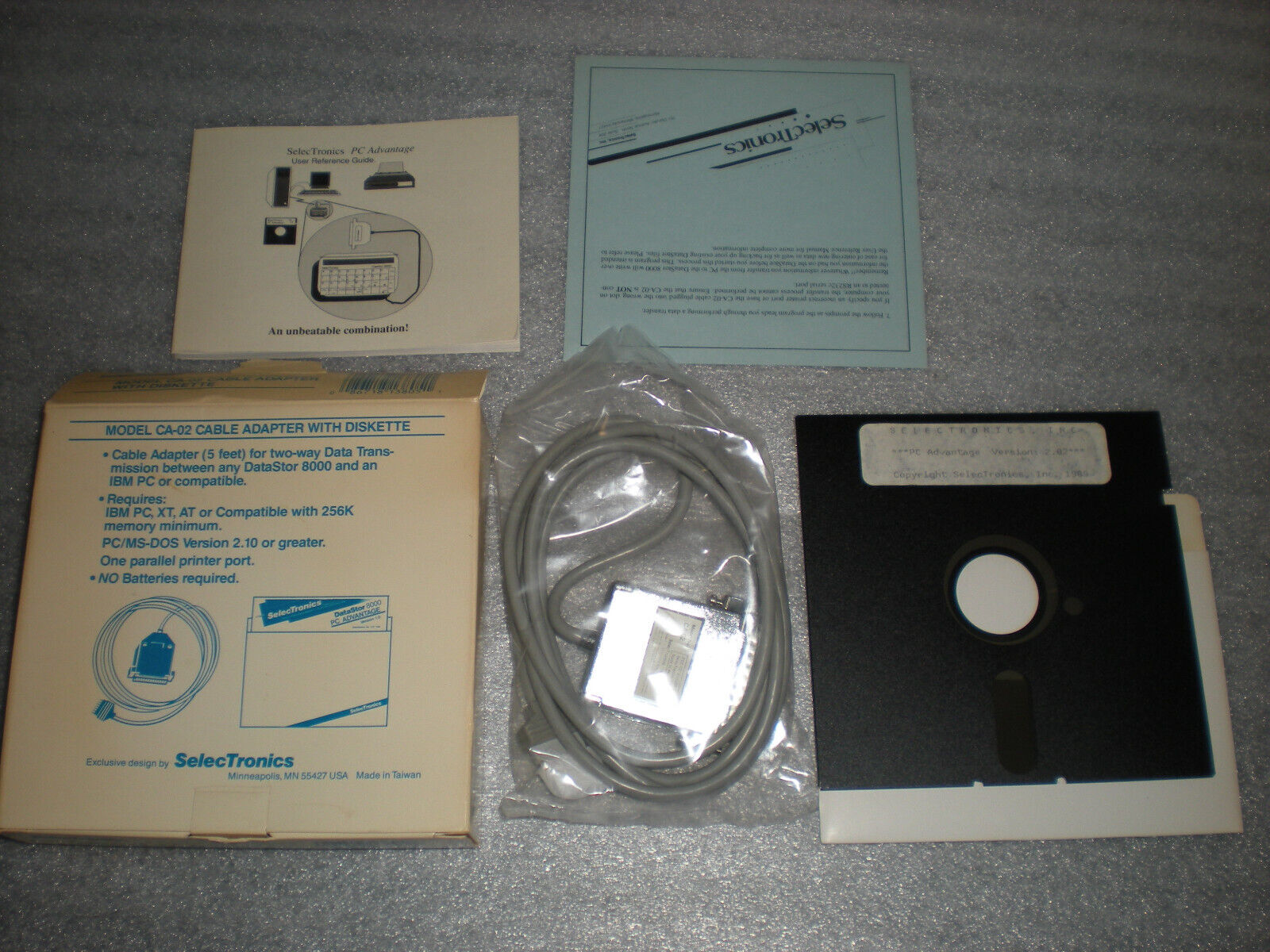 New Vintage SelecTronics CA-02 Cable Adapter & Diskette For DataStor 8000 IBM PC