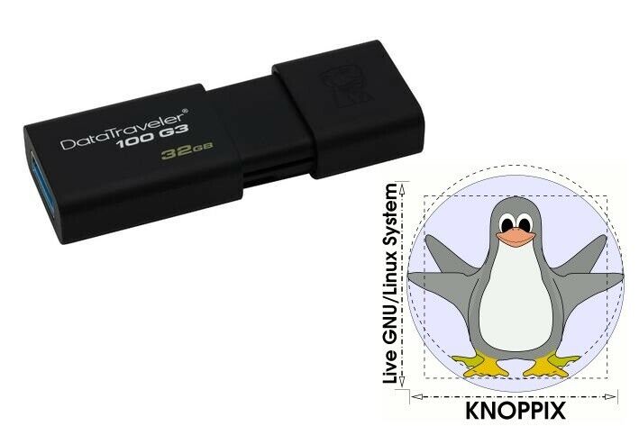 KNOPPIX LINUX 9.1 + PERSISTENCE 32GB bootable KINGSTON LIVE USB 3.1