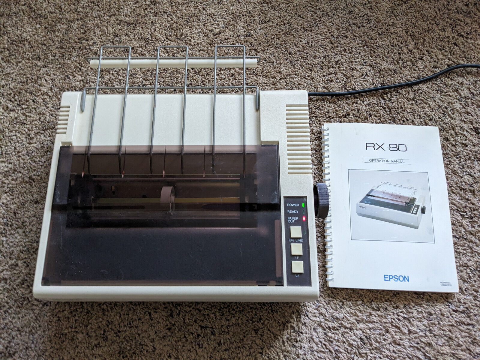 Vintage Epson RX-80 P80RA Dot Matrix Printer - Powers On