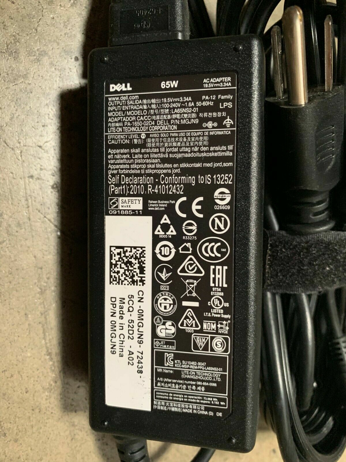 MGJN9 OEM DELL Latitude 3390 3490 / 13 7350 19.5V 65W AC Adapter Charger