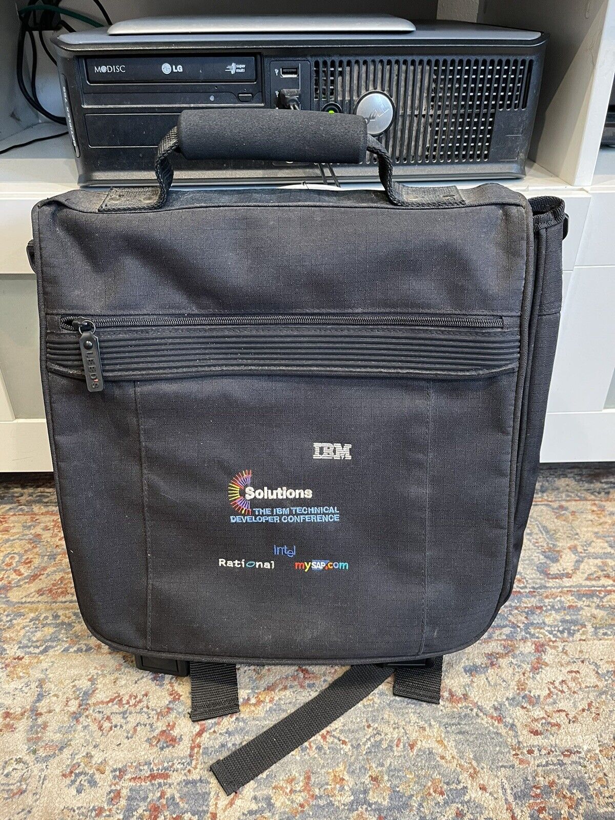 Vintage IBM Solutions Conference Shoulder Carry Travel Messenger Computer Bag