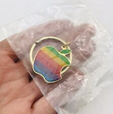 Vintage Apple Computer Multicolor Rainbow Keychain Sealed 1980’s New in Package picture