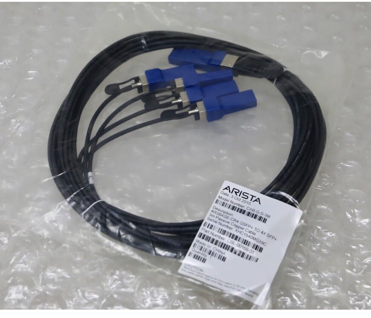 ARISTA CBL-00168-01 - CAB-Q-S-3M, 40GBASE-CR4 QSFP+ to 4x SFP+ 3m