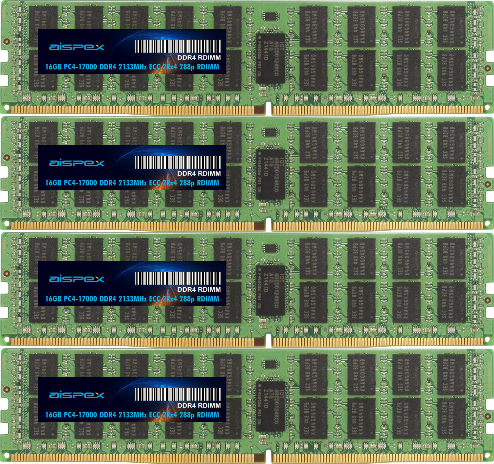AISPEX 64GB (4X16GB) 2RX4 PC4-17000 DDR4 2133MHZ ECC REG RDIMM SERVER MEMORY RAM