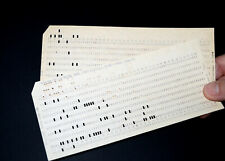 2x VINTAGE MAINFRAME COMPUTER Perforated PUNCH CARDS. IBM 80-column card format picture