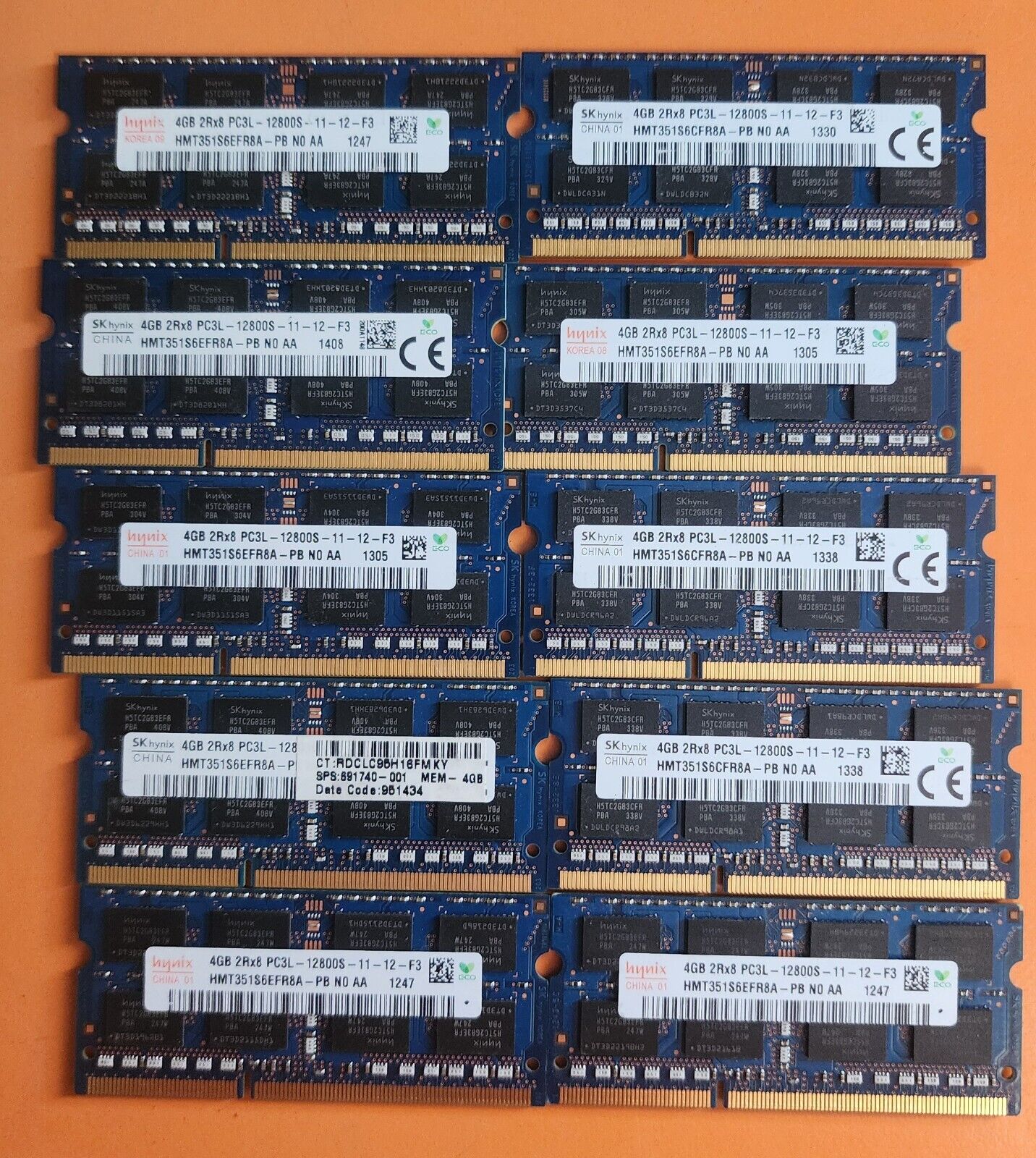 Lot of 20x SKHynix 4 GB 2Rx8 PC3L-12800S (DDR3L-1600) Laptop RAM Memory SO-DIMM