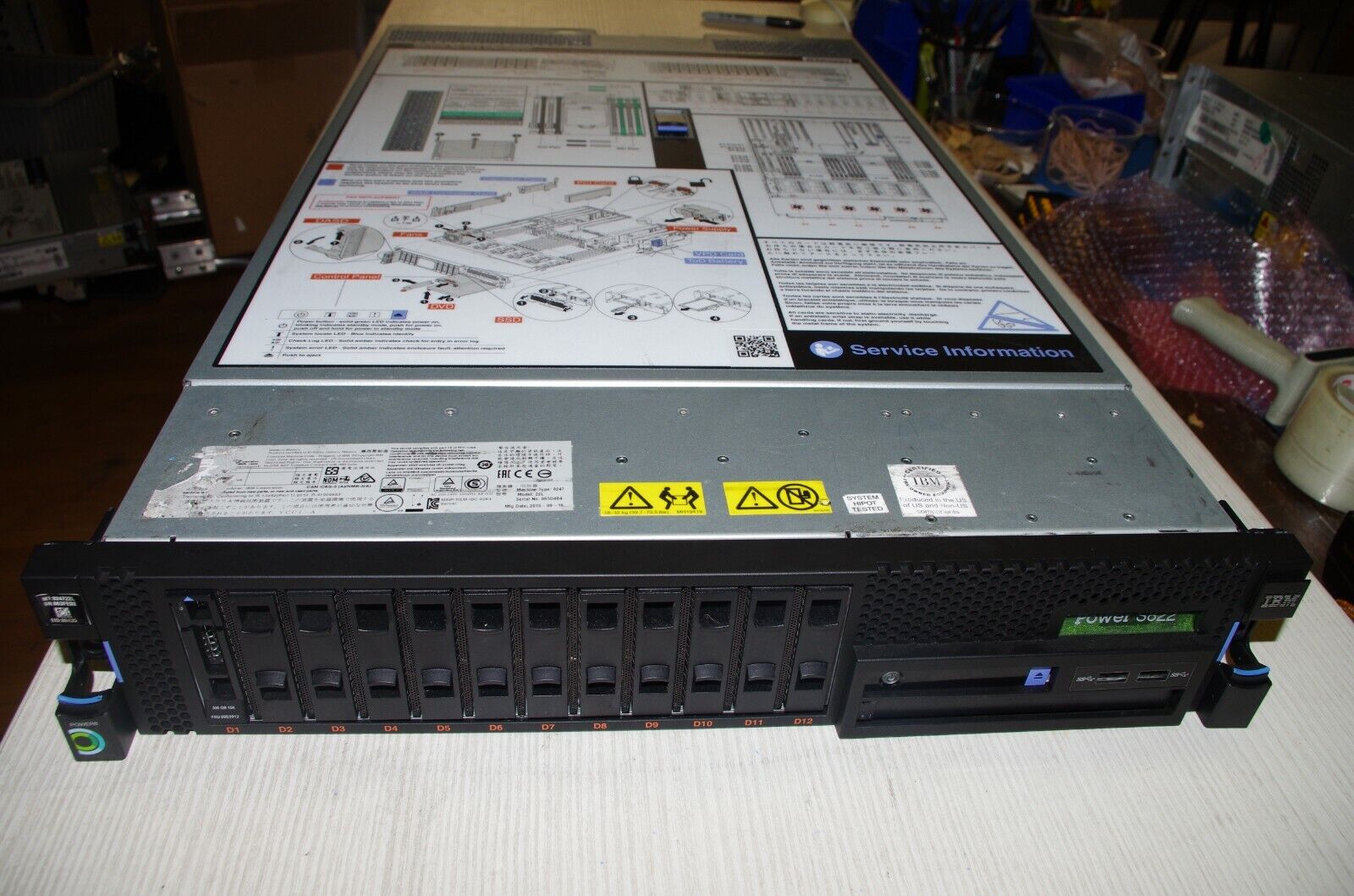 IBM Power8 S822L  2 x 12-core 3.02GHz CPU 1TB RAM 1 300Gb Server 8247-22L 240V