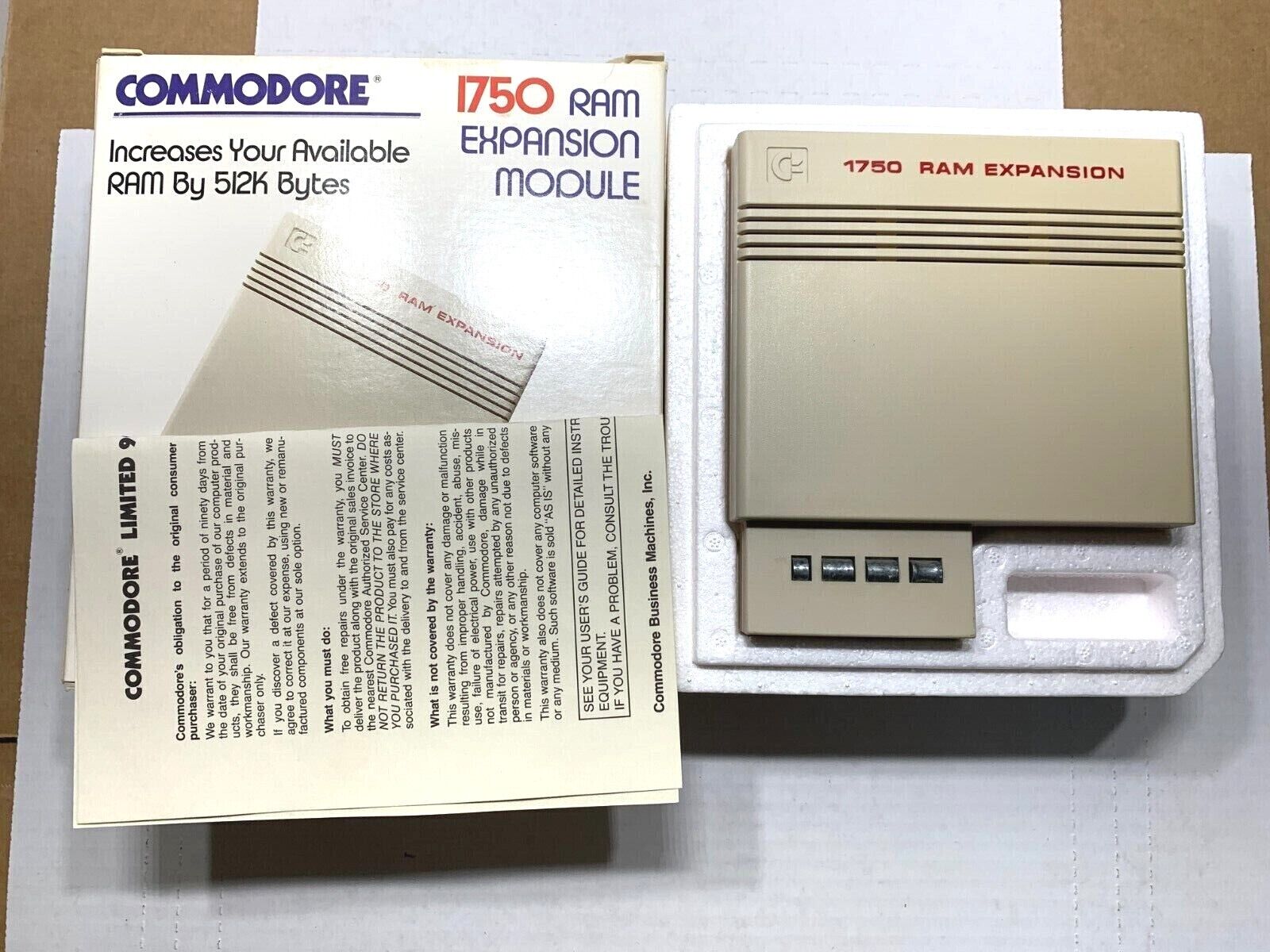 Commodore 1750 Ram Expansion Module Personal Computer RAM