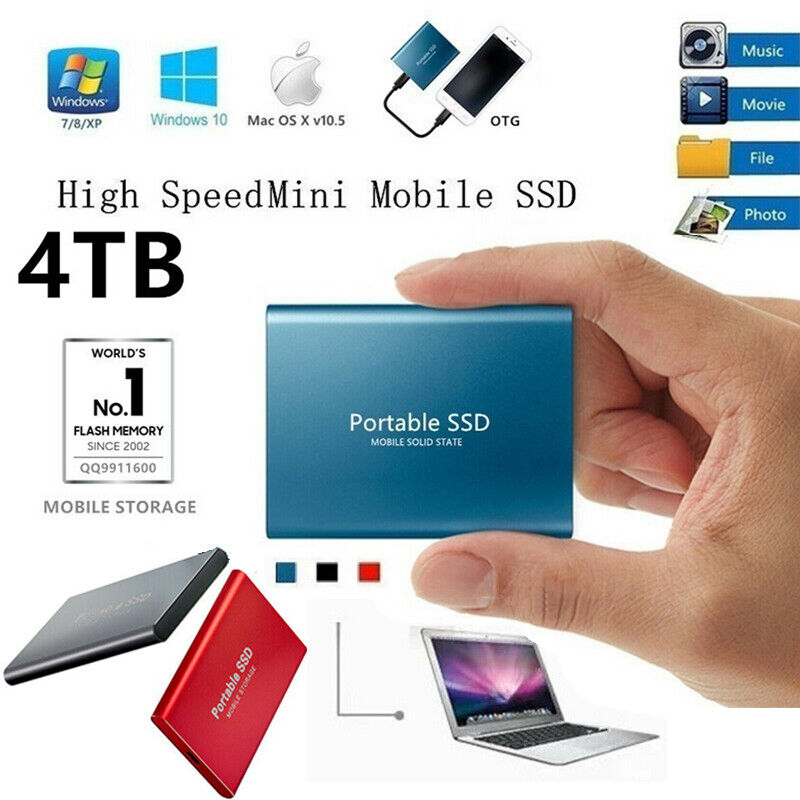 USB 3.1 Speed Solid State Mobile External SSD Hard Drive Disk 1TB 2TB 4TB Hot