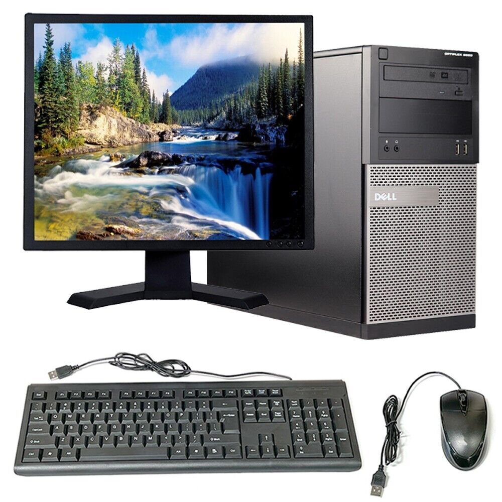 Dell OptiPlex Tower Desktop Computer PC Core i3 8GB 500GB HD 19in LCD Windows 10