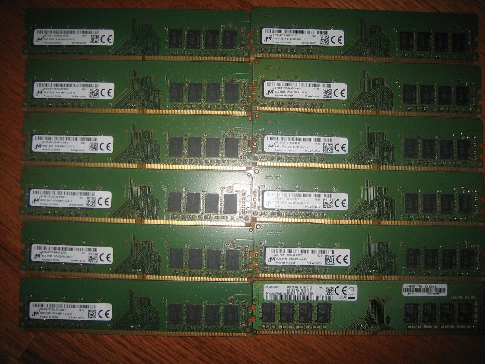 Lot of 12 8GB 1RX8 PC4-2666V Desktop Memory DDR4 RAM