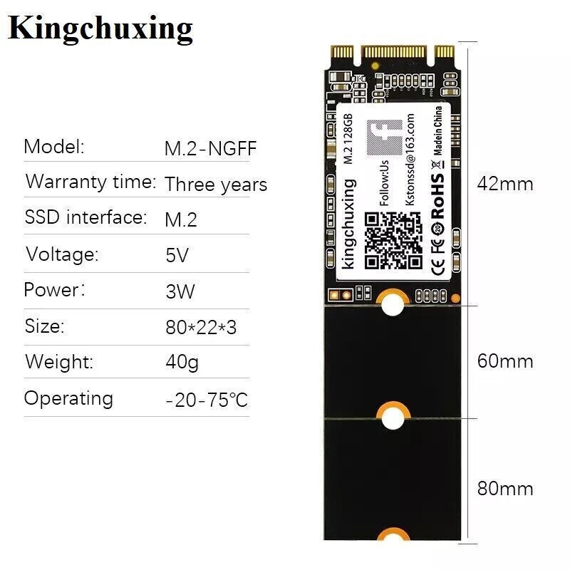 Kingchuxing M.2 NGFF SSD 2280 2242 2260 512GB 256GB 128GB SATA Solid State Drive