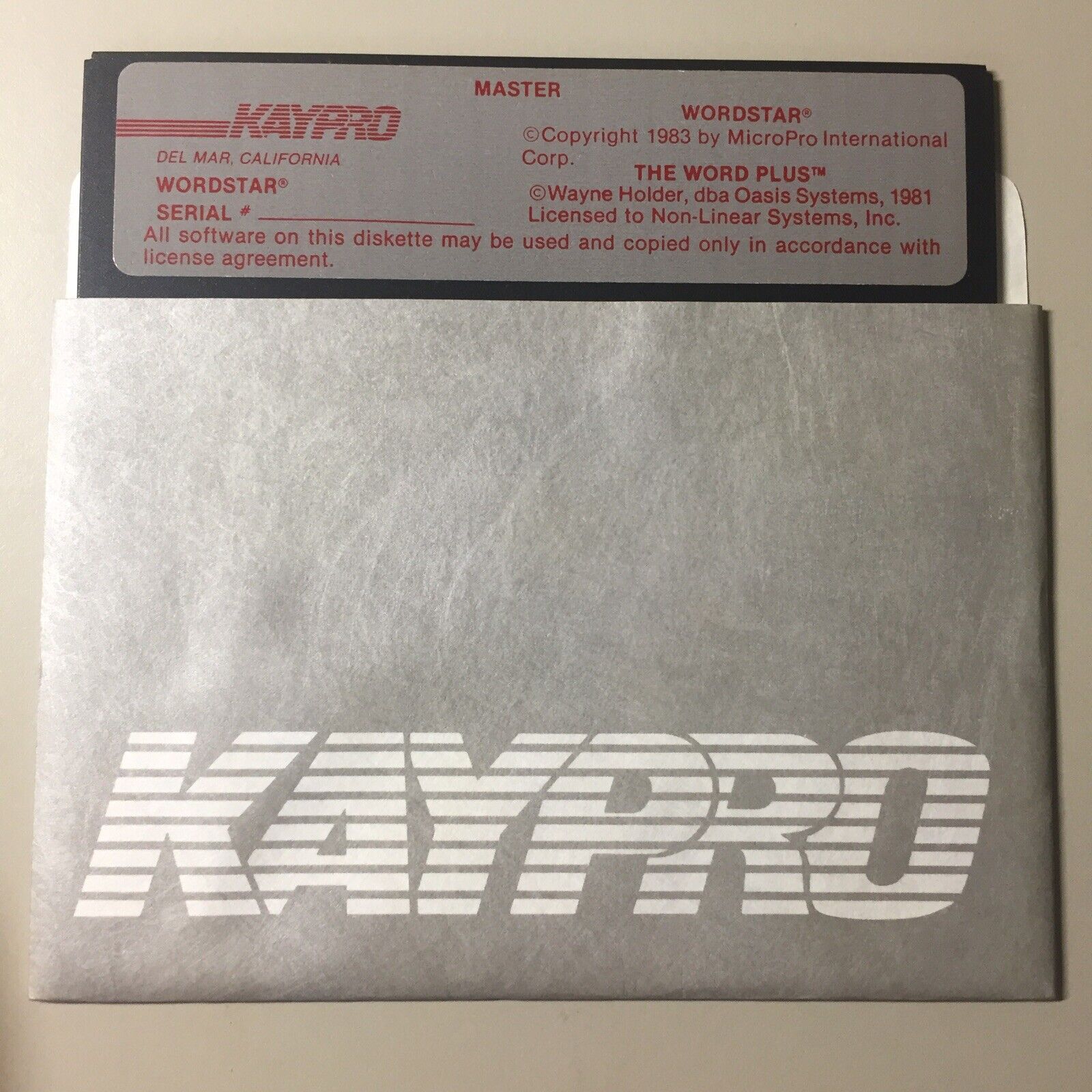 Vintage 1983 KAYPRO WORDSTAR/THE WORD PLUS Software 5.25” Floppy Disk VHTF