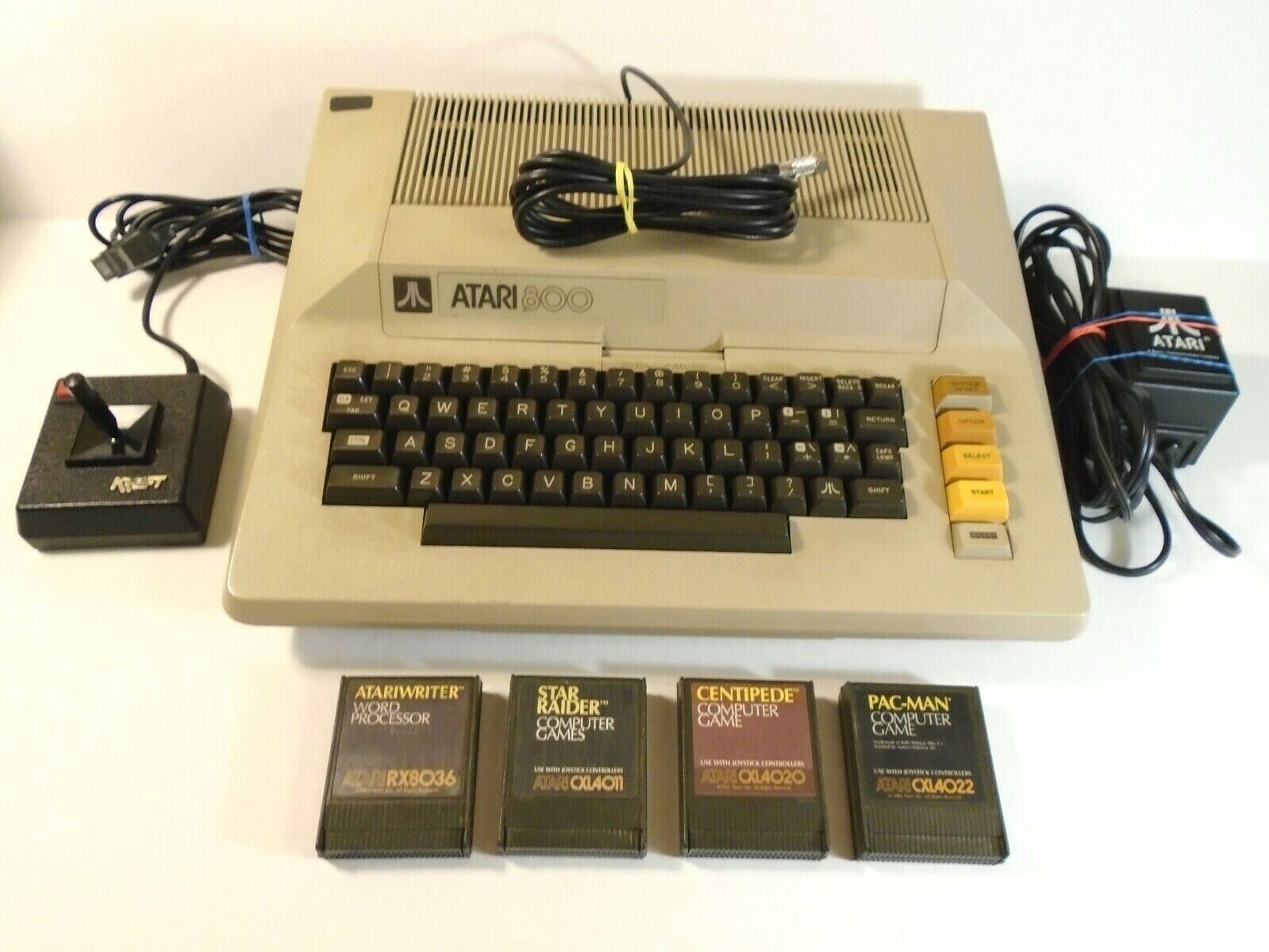 Atari 800 Computer Console Bundle Tested Working 4 Games Has Wear Kraft Control