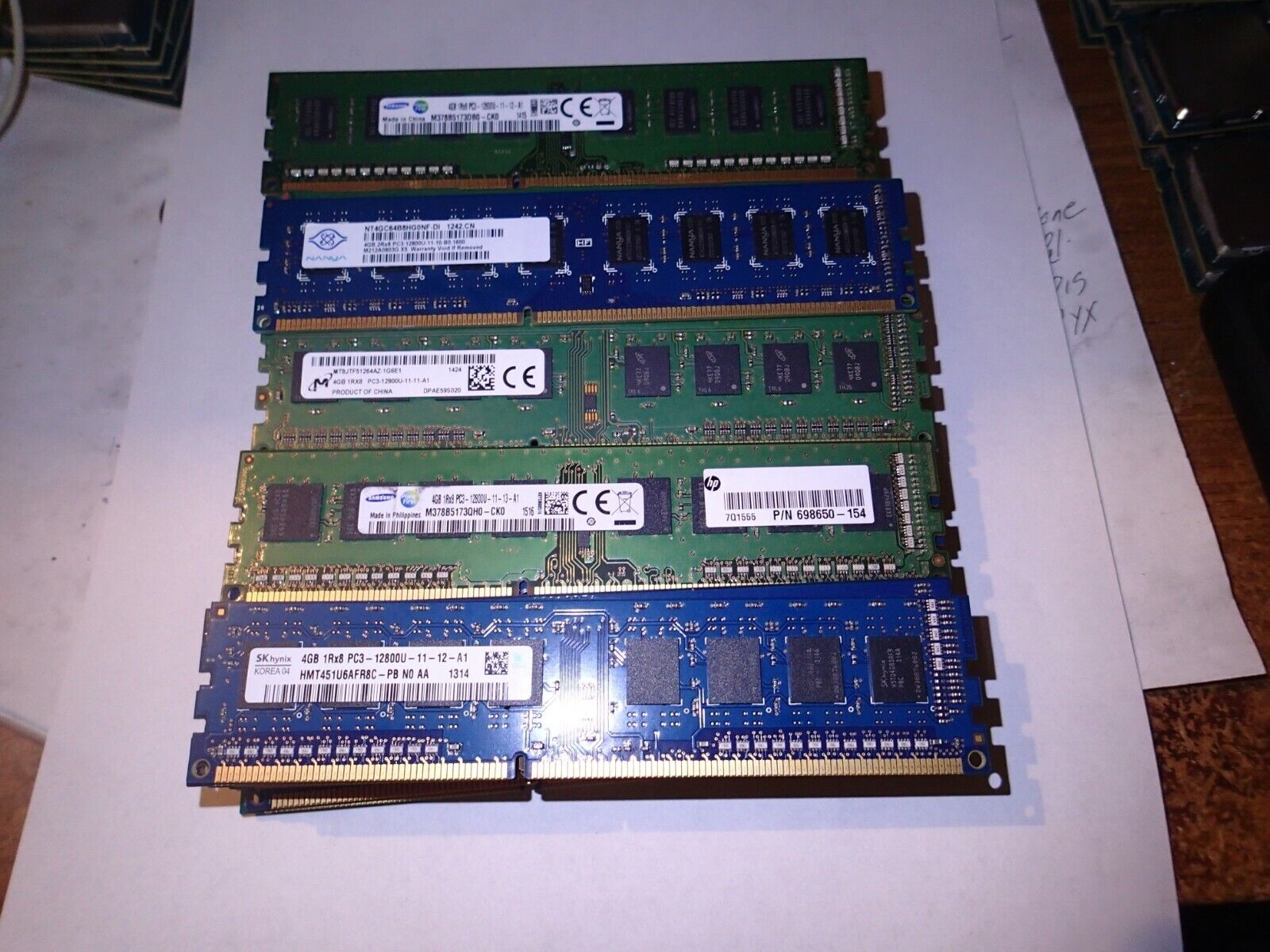 LOT of 50 4GB DDR3 PC3-12800U 1600MHz DESKTOP RAM Memory Mixed Brands