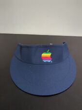 Apple Computers Vintage Blue Sun Visor Hat Made in USA Adjustable Embroidered picture