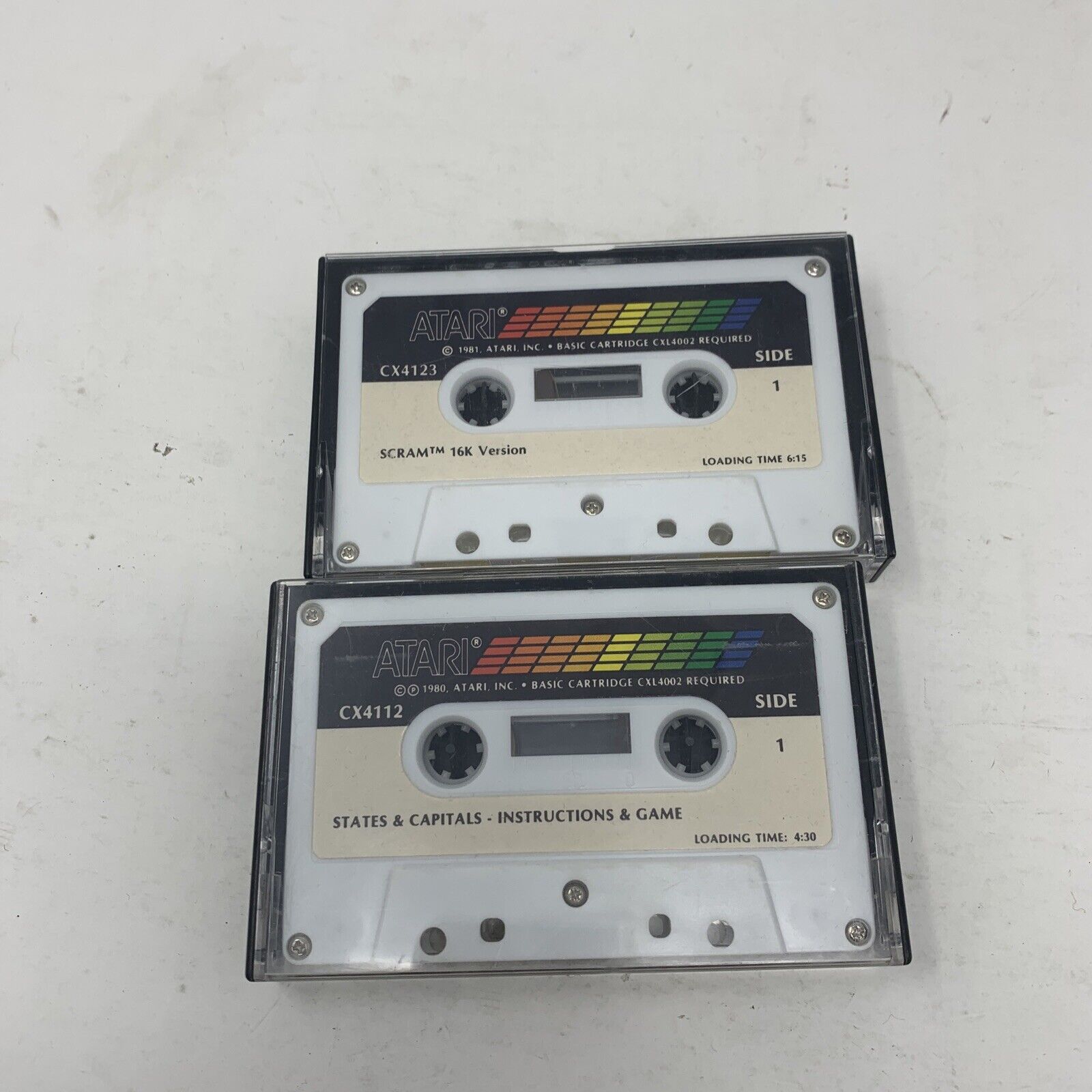 Atari States & Capitals CX4112 And Scram Cx4123 Cassette