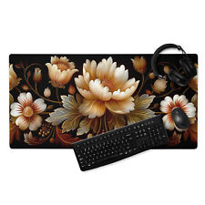 White Flowers Gaming Mouse Pad, Pavlovo Posad Mousepad, Vintage Russian Style picture