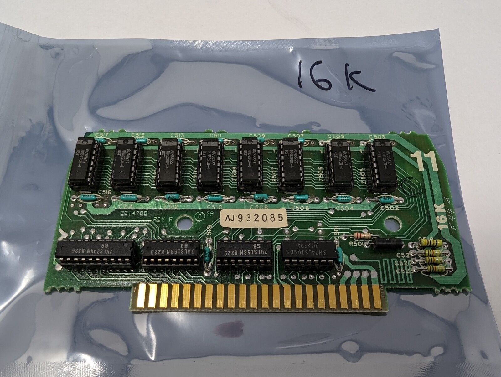 Atari 400 / 800 Computer Parts: 16K Memory Board (WITH SOCKETED RAM)