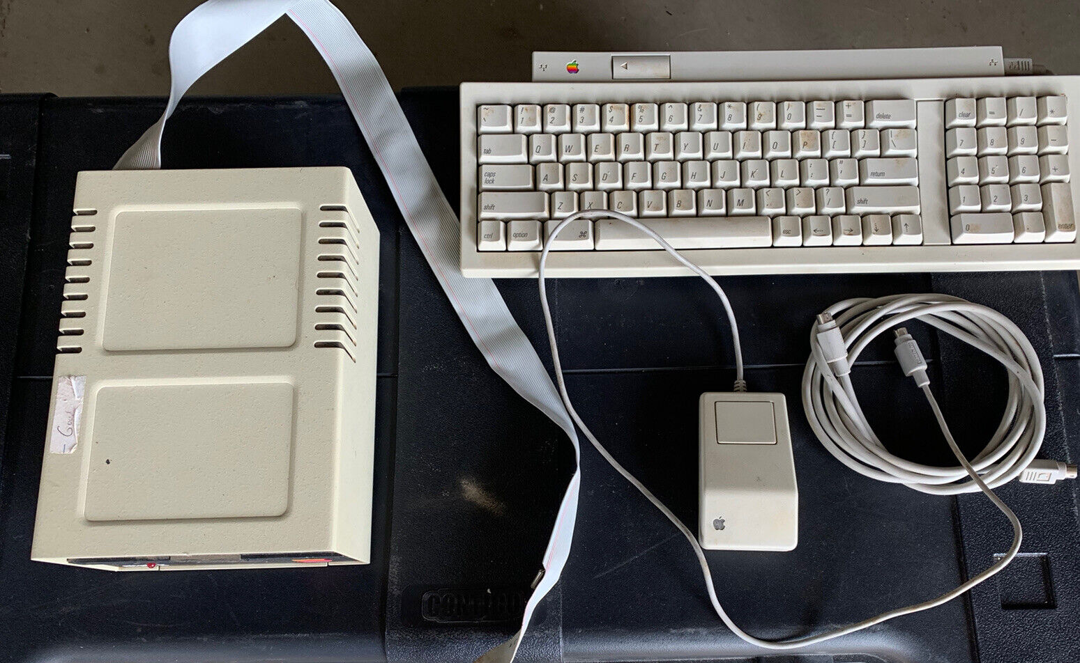 Vintage Apple Disk II Floppy Drive & Computer Keyboard & Mouse