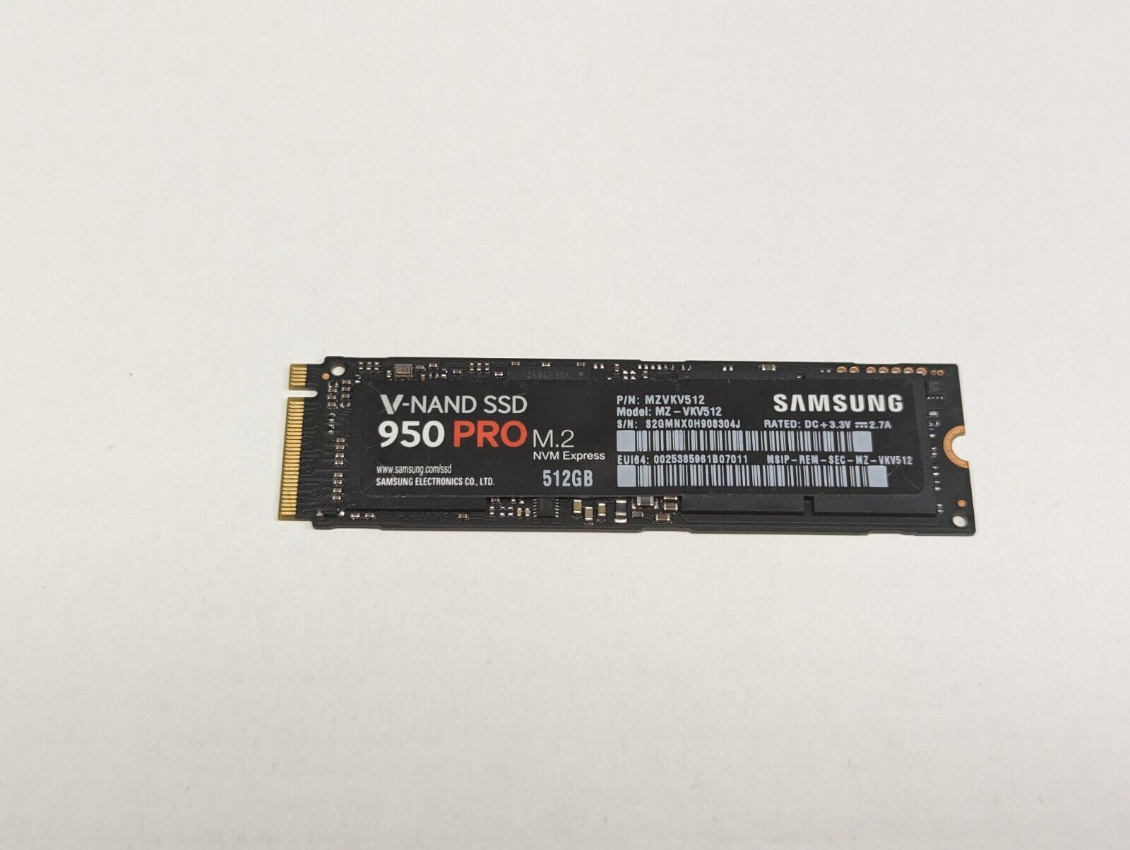 SAMSUNG V-NAND SSD 950 PRO M.2 NVM Express 512GB  MZ-VKV512 ** TESTED **