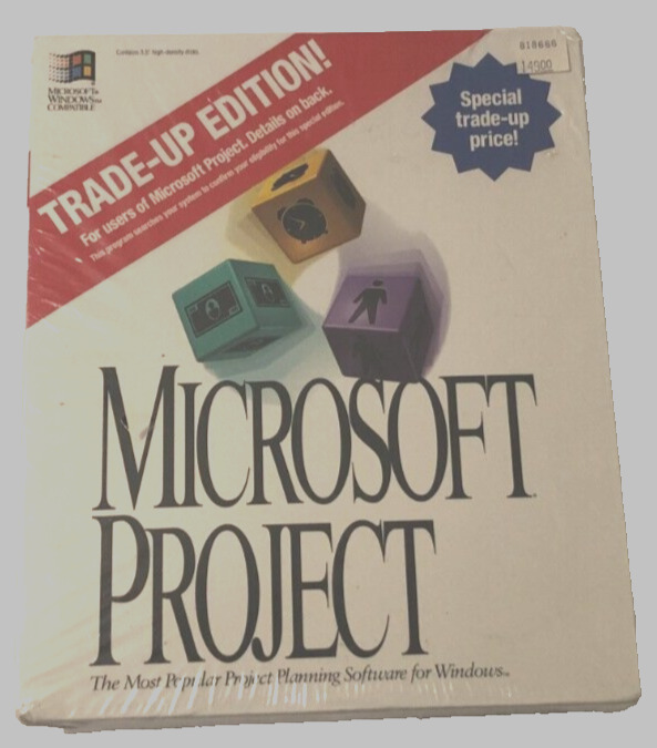 $50 Microsoft Project Version 4.0 Disks 3.5 Trade-Up Vintage 90s Software Sealed