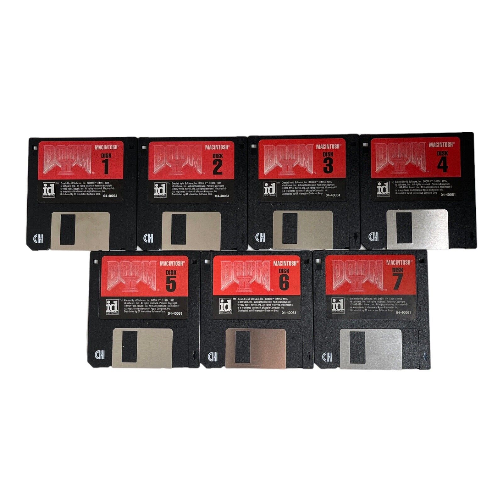 Vintage Doom II Floppy Disk Set of 7 Video Game 3.5\