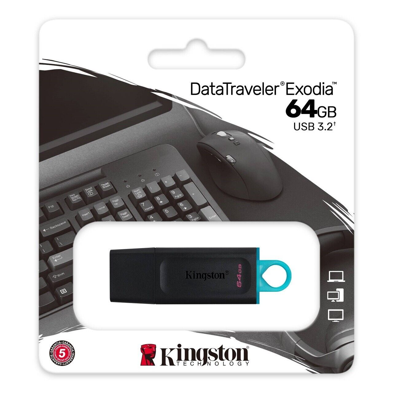 New Kingston 64GB DataTraveler Exodia USB Flash Drive 3.2 Gen 1 Protective Cap
