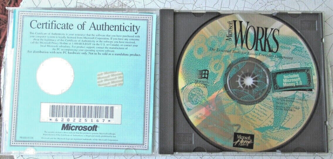 Vintage - Microsoft Works & Money 3.0 for Windows - CD - - Very Good Condition