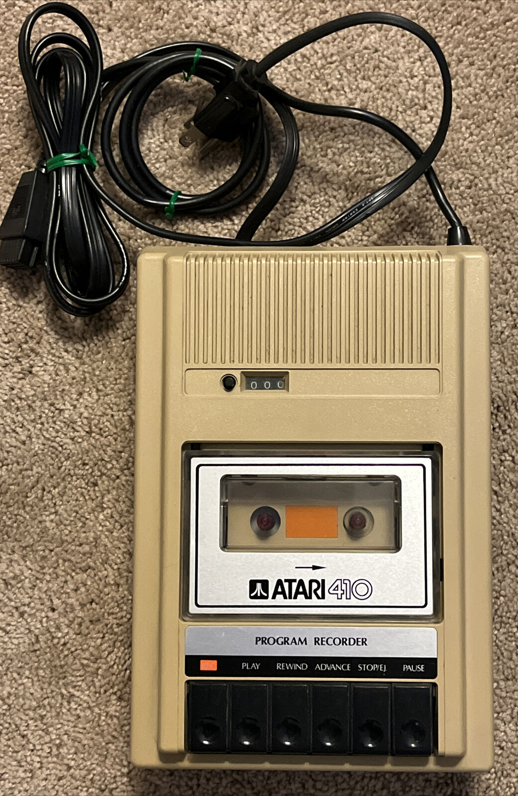 Atari 410 Program Cassette Recorder Clean w/ Cords Untested
