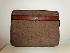 Vintage Fossil ipad Laptop leather /herringbone wool 12