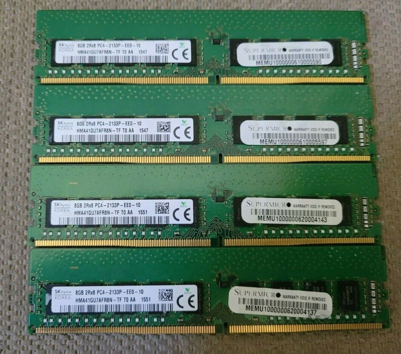 SKhynix 32GB (4x8GB) 2Rx8 PC4-2133P PC4-17000 ECC Desktop Memory Ram